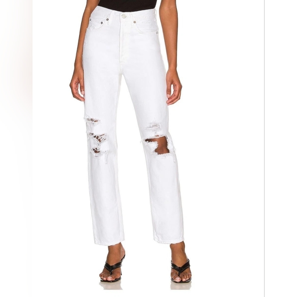 Agolde 90's Mid Rise Loose Jean Distressed White 25